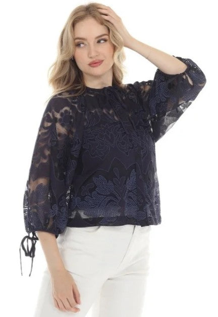 Rain Marlowe Floral Blouse - Navy