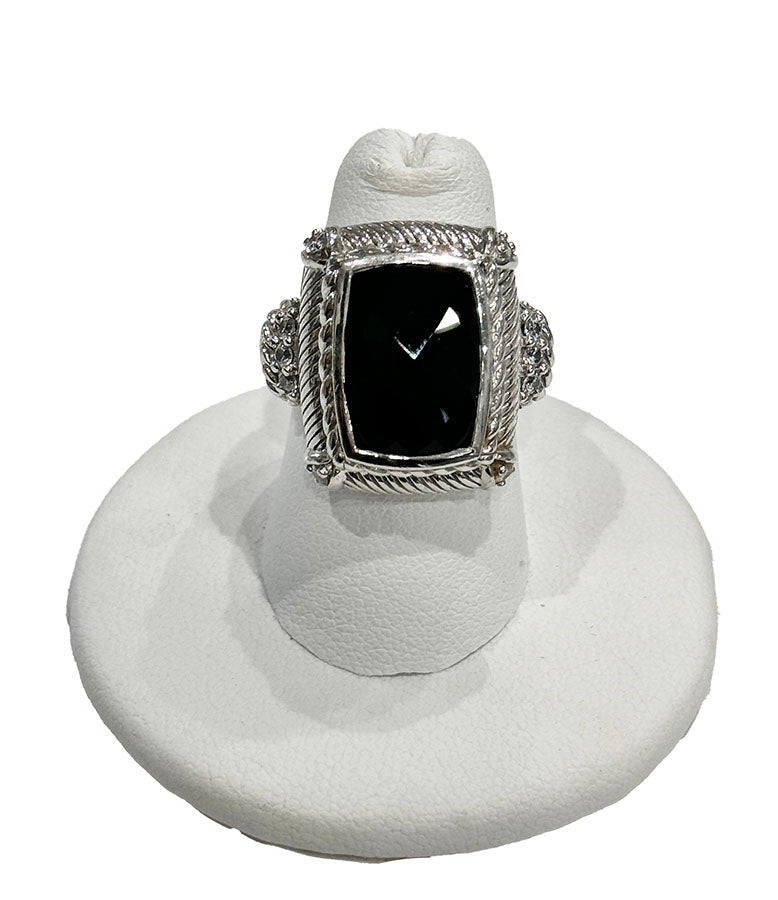 Sterling Silver and Onyx Ring - Size 6