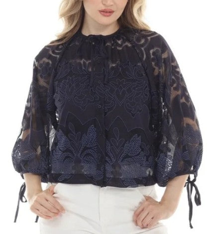 Rain Marlowe Floral Blouse - Navy