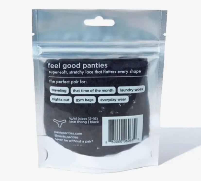 Panic Panties Mid-Rise Lace Thong - Black
