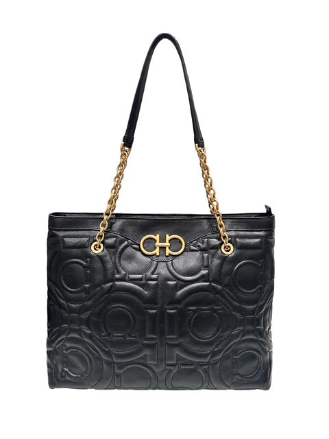 Gancini Quilted Leather Tote