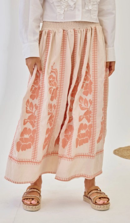 Embroidered Midi Skirt