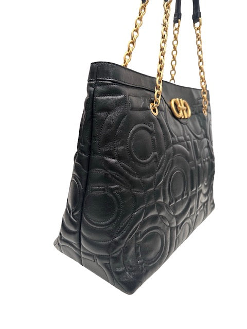 Gancini Quilted Leather Tote