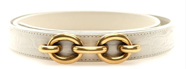 Calfskin Crocodile Embossed Maillon 20mm Cintura Belt 80 32 Crema Soft
