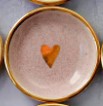 Pink Heart Ring Dish | Handmade Pottery trinket with Gold | Light Pink